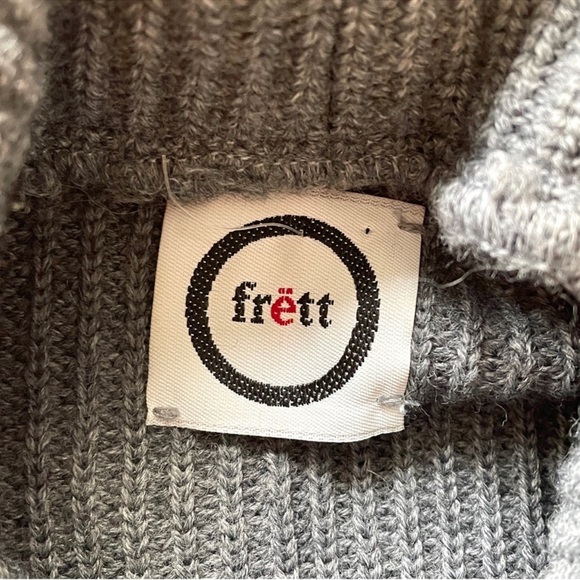 Frett Gray Wool Blend Real Fur Trimmed Turtleneck Tunic Sweater - S 🇨🇦 - Picture 5 of 8